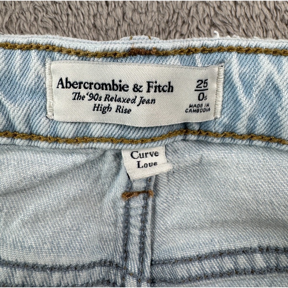 Abercrombie & Fitch Women's Jeans Size 25 Light Wash Curve Love 90s Relaxed - Picture 3 of 9